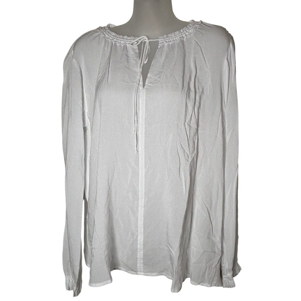 Velvet by Graham & Spencer Boho White Peasant Blouse Long Sleeve Medium